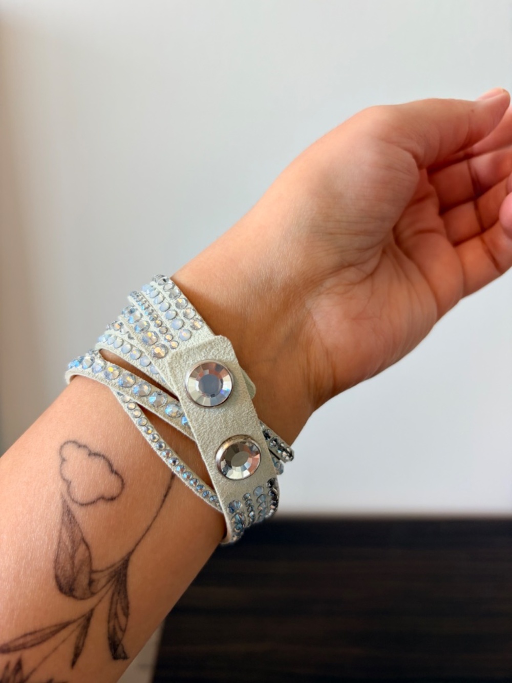 Swarovski Slake Light Grey Crystal Double Wrap Bracelet - Picture 3 of 6